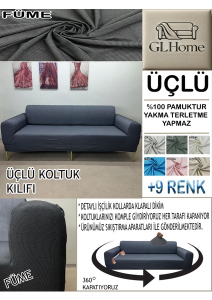 %100 Pamuk Petek Kumaş 3 Lü Komple Giydirme Kanepe & Çekyat, Bohem, Porto, Vb. Model Koltuk Kılıfı