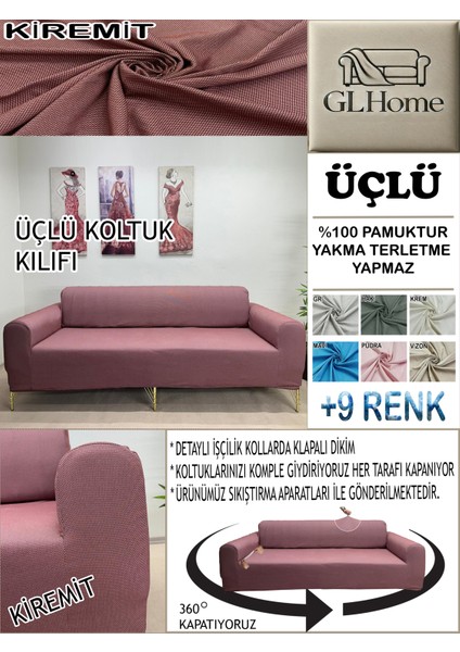 %100 Pamuk Petek Kumaş 3 Lü Komple Giydirme Kanepe & Çekyat, Bohem, Porto, Vb. Model Koltuk Kılıfı