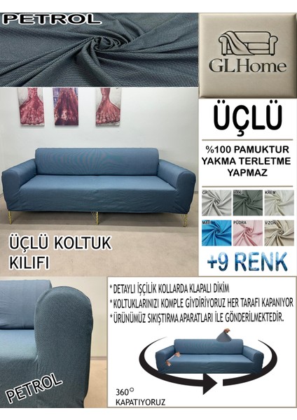 %100 Pamuk Petek Kumaş 3 Lü Komple Giydirme Kanepe & Çekyat, Bohem, Porto, Vb. Model Koltuk Kılıfı