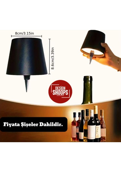 Kablosuz Şişe Lambası- Masa Işığı Dokunmatik ve Kontrol Sarj Edilebilir Taşınabilir- Şişe Dahil fiyatları