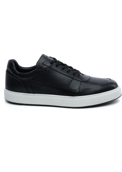 64702L Siyah Hakiki Deri Erkek Sneaker