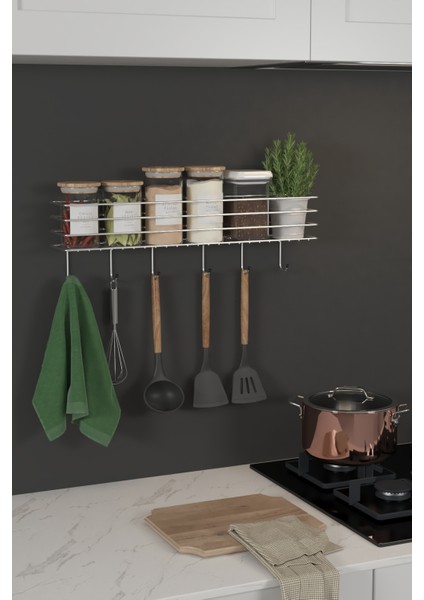 Krom Gümüş 55 cm Askılı Mutfak Rafı Tezgah Üstü Düzenleyici Baharatlık Organizer Raf fiyatları