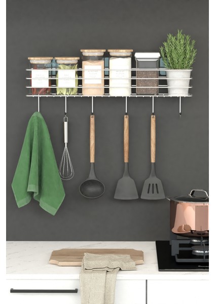 Krom Gümüş 55 cm Askılı Mutfak Rafı Tezgah Üstü Düzenleyici Baharatlık Organizer Raf modelleri