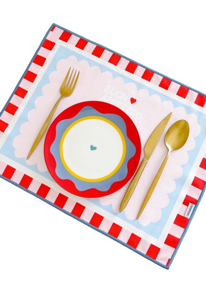 Etnik, Sloganlı, Kareli, Damalı, Çizgili, Renkli, Kenar Biyeli Amerikan Servis 35X45 cm (1 Adet)