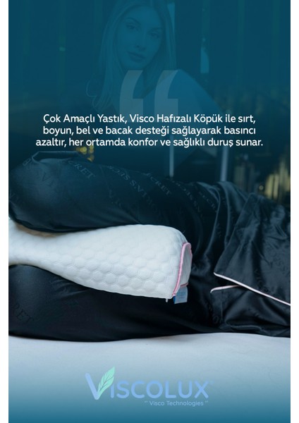 Çok Amaçlı Ortopedik Visco Yastık - Çok Fonksiyonlu Hamile Yastığı 42X18X9 Pembe indirimleri