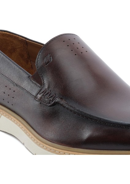 64669 Kahverengi Hakiki Deri Erkek Loafer Ayakkabı indirimleri