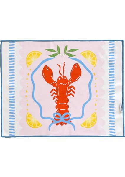 Marin, Deniz, Limonlu, Istakoz Desenli, Renkli, Kenar Biyeli Amerikan Servis 35X45 cm (1 Adet)