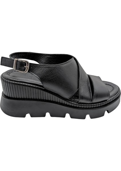 Leggero - Kadın Dolgu Topuklu Sandalet - Siyah - 39