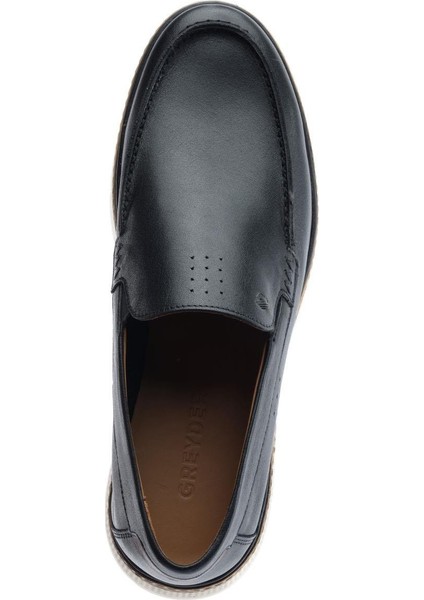 64669 Siyah Hakiki Deri Erkek Loafer Ayakkabı modelleri