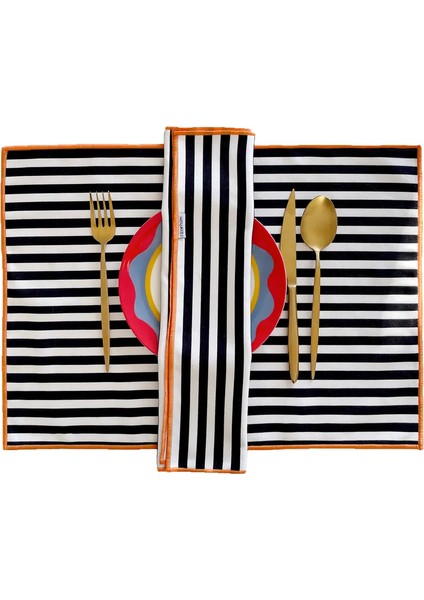 Bohem, Siyah Beyaz Desenli, Etnik, Çizgili, Renkli, Kenar Biyeli Amerikan Servis 35X45 cm (1 Adet) fiyatları