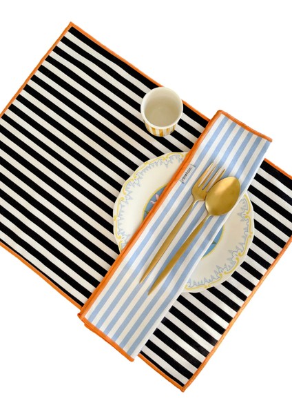 Bohem, Siyah Beyaz Desenli, Etnik, Çizgili, Renkli, Kenar Biyeli Amerikan Servis 35X45 cm (1 Adet) fırsatları