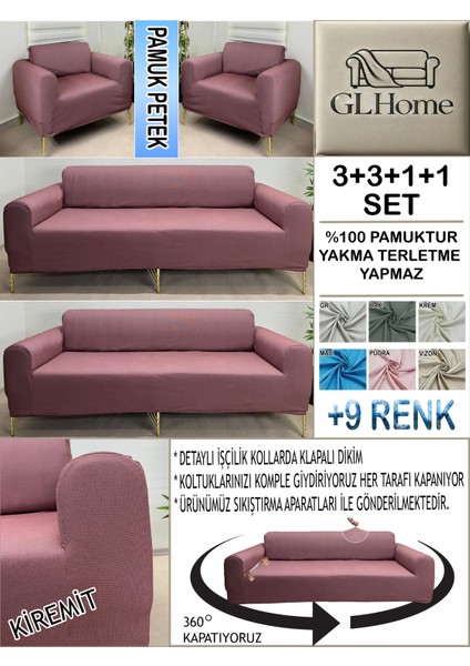 %100 Pamuk Petek Kumaş 3+3+1+1 Komple Giydirme Kanepe&çekyat, Bohem, Porto, Vb. Model Koltuk Kılıfı
