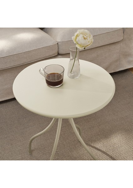 Tanebro Yan Sehpa 46 cm Açık Gri-Bej Hafif Taşınabilir Oturma Odası Salon Koltuk Yanı Sehpa