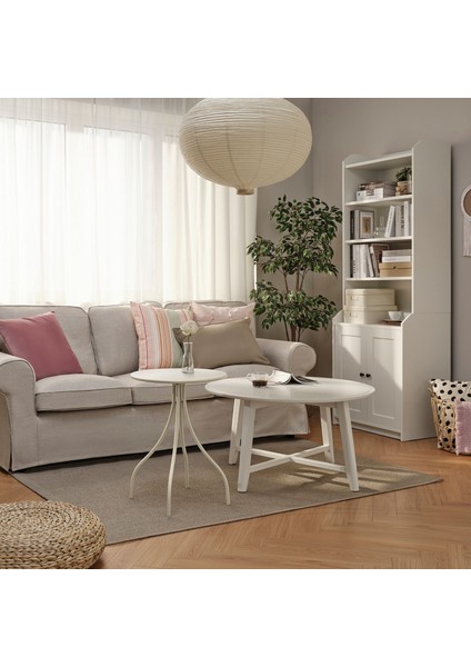 Tanebro Yan Sehpa 46 cm Açık Gri-Bej Hafif Taşınabilir Oturma Odası Salon Koltuk Yanı Sehpa