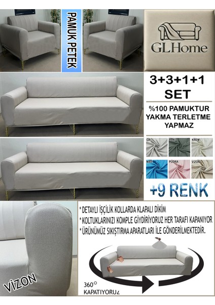 %100 Pamuk Petek Kumaş 3+3+1+1 Komple Giydirme Kanepe&çekyat, Bohem, Porto, Vb. Model Koltuk Kılıfı