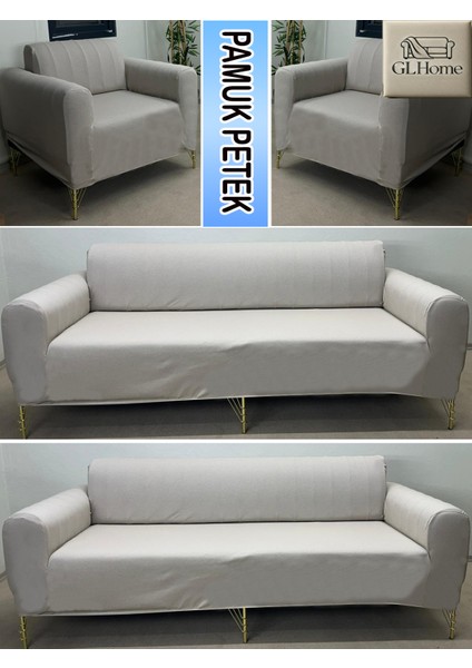 %100 Pamuk Petek Kumaş 3+3+1+1 Komple Giydirme Kanepe&çekyat, Bohem, Porto, Vb. Model Koltuk Kılıfı fırsatları