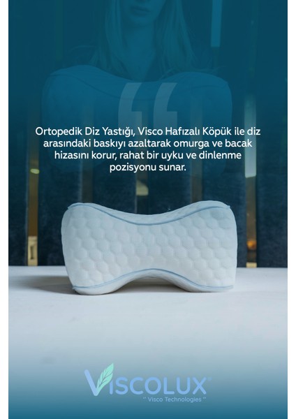Bacak Arası Ortopedik Yastık - Diz Bacak Arası Visco Yastık Bacak Destek Minderi 25X19X14 Mavi indirimleri