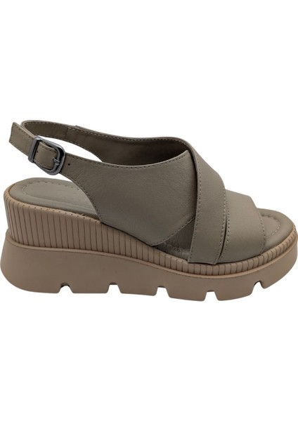 Leggero - Kadın Dolgu Topuklu Sandalet - Vizon - 36