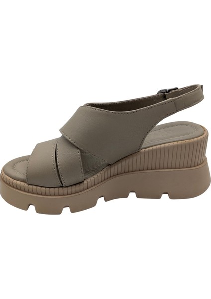 Leggero - Kadın Dolgu Topuklu Sandalet - Vizon - 36 fiyatları