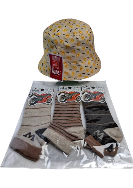 4-8 Yaş Erkek Yazlık Fört Şapka Vakre 3 Renk 7-8 Yaş Çorap 4 Lü Set modelleri