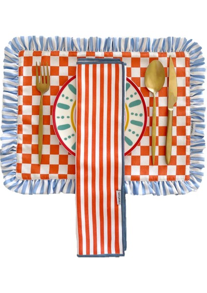 Fırfırlı, Marin, Kareli, Dijital Baskılı, Damalı, Renkli, Çizgili Amerikan Servis 35X45 cm (1 Adet) fırsatları