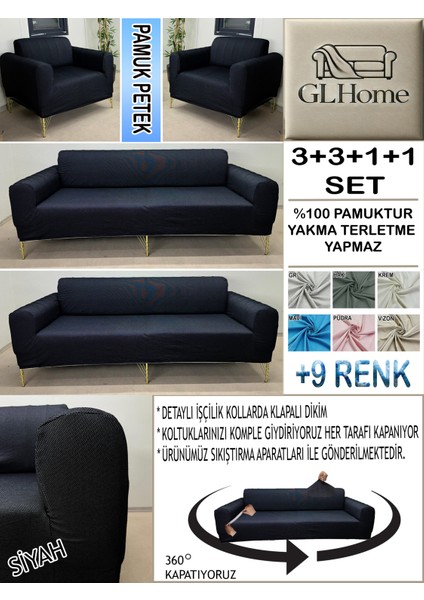 %100 Pamuk Petek Kumaş 3+3+1+1 Komple Giydirme Kanepe&çekyat, Bohem, Porto, Vb. Model Koltuk Kılıfı