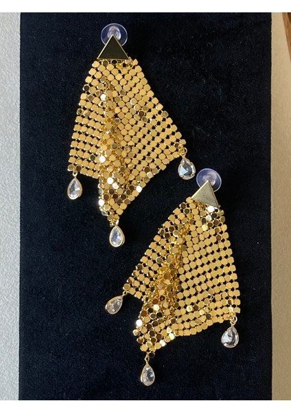 Pullu Damla Zirkon Taşlı Abiye Özel Tasarım Parlak Abiye Küpe fiyatları