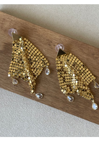 Pullu Damla Zirkon Taşlı Abiye Özel Tasarım Parlak Abiye Küpe modelleri