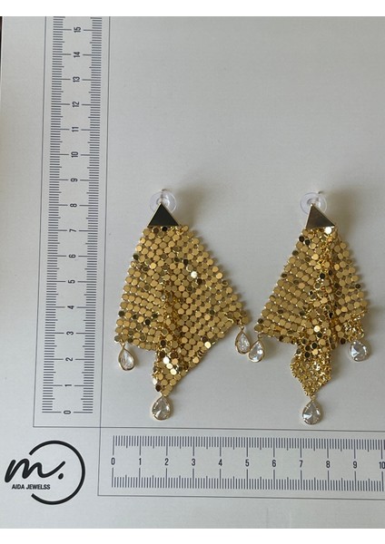 Pullu Damla Zirkon Taşlı Abiye Özel Tasarım Parlak Abiye Küpe fırsatları