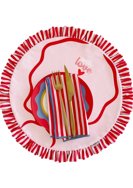 Fırfırlı, Yuvarlak, Sloganlı, Baskılı, Desenli, Renkli, Çizgili Amerikan Servis 40CM Çap (1 Adet) modelleri