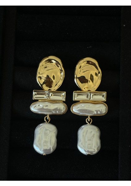 Uzun Sallantılı Incili Tasarım Büyük Boy Abiye Küpe fiyatları