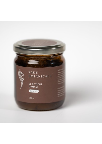 El & Vücut Ovması - Toprak - Vegan Doğal Tuz Peeling 250g Cam Kavanoz