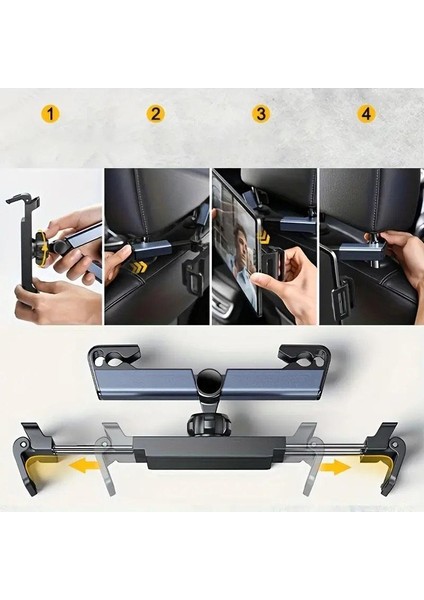 Tüm Araçlara Uyumlu Ayarlanabilir Koltuk Arkası Tablet Telefon Tutucu Tutacağı