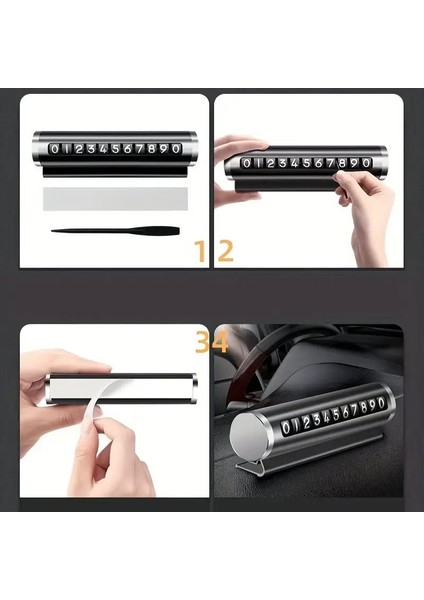 2 Adet Siyah Araç Park Telefon Numaratörü Çevirmeli Ayarlı Torpido Üstü Silindir Numaratör