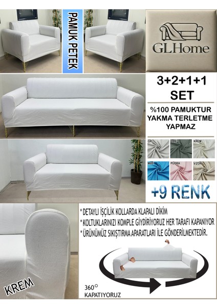 %100 Pamuk Petek Kumaş 3+2+1+1 Komple Giydirme Kanepe&çekyat, Bohem, Porto, Vb. Model Koltuk Kılıfı