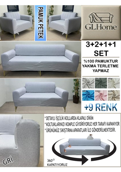 %100 Pamuk Petek Kumaş 3+2+1+1 Komple Giydirme Kanepe&çekyat, Bohem, Porto, Vb. Model Koltuk Kılıfı