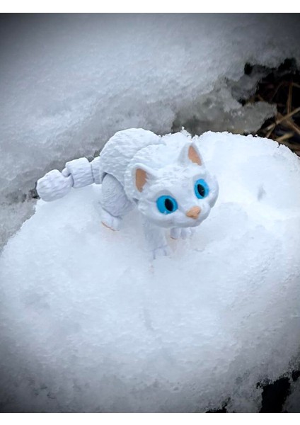Kedi Oyuncak -Zarafetin Hareketi Mavi Gözlü Beyaz Kedi! 🐈💙3d Hareketli Organik Vip Model- Orta Boy fiyatları