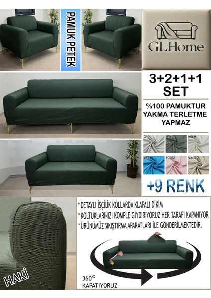 %100 Pamuk Petek Kumaş 3+2+1+1 Komple Giydirme Kanepe&çekyat, Bohem, Porto, Vb. Model Koltuk Kılıfı