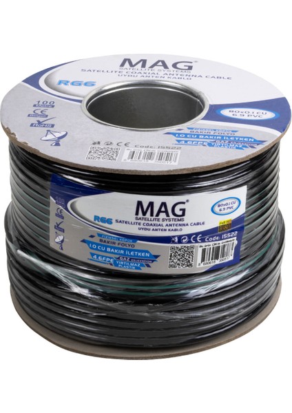Mag Rg6/u6 Bakır Cu/cu 80 Tel Yeşil Anten Kablosu (100 Metre) (5232) modelleri