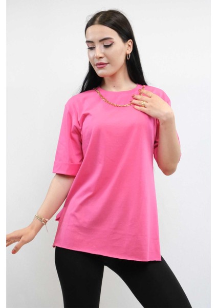 Zincir Aksesuarlı Tshirt Pembe fiyatları