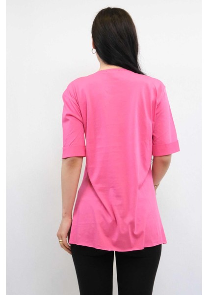 Zincir Aksesuarlı Tshirt Pembe modelleri