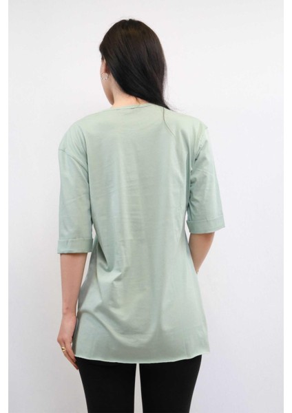 Bisiklet Yaka Oversize Tshirt Mint fiyatları