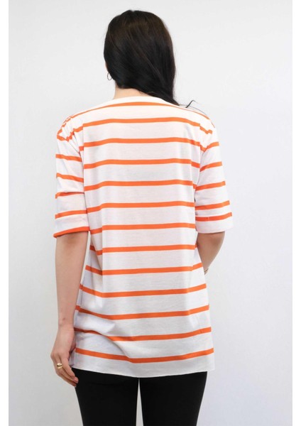 Çizgili Penye Tshirt Turuncu modelleri