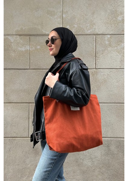 Gabardin Bez Çanta - Kiremit (Mıknatıs Çıt - %100 Pamuk Gabardin)