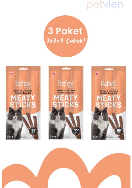 3'lü Stick Kedi Ödül Maması - Kuzulu ve Hindili