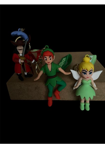 Peter Pan, Tinker Bell ve Kaptan Kanca Figürlü 3'lü Anahtarlık & Çanta Süsü Seti indirimleri