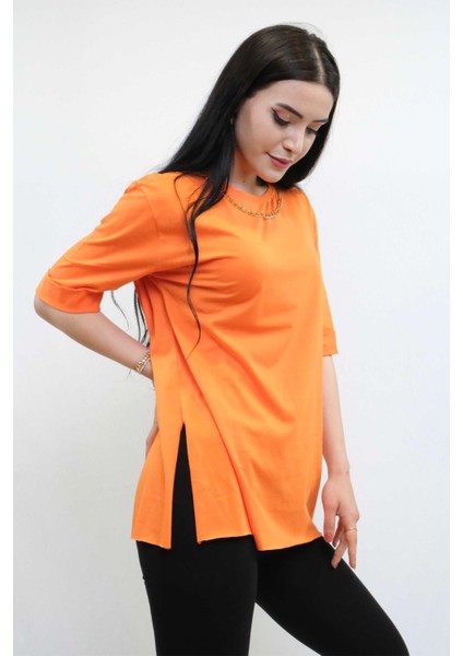 Zincir Aksesuarlı Tshirt Turuncu modelleri