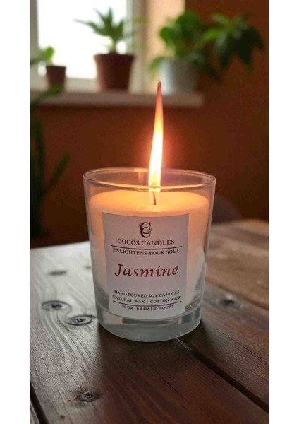 %100 Doğal Yasemin Kokulu Aromaterapi Soya Mum – El Yapımı, 180 Gr, 40 Saat fırsatları