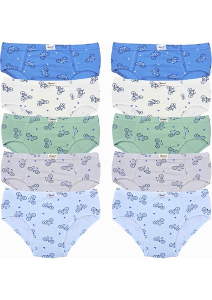 10'lu Erkek Çocuk Renkli Bike Baskılı Likralı Külot