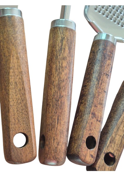 (Akasya) Ahşap Saplı Metal Çırpıcı- Açacak -Rende ve Sebze Meyve Soyacağı 4'lü Set indirimleri